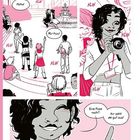 "HaHa!", "Wu-huu!", "Klick", "Küsst euch!", "Eine Pose noch?", "Ihr seht so gut aus!" 
Comic mit einem fröhlichen Fotografen.