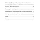 Text oben: "BEZIEHUNG BEGINNT GANZ AM ANFANG". Darunter sind Kapitelüberschriften mit Seitenzahlen aufgelistet.