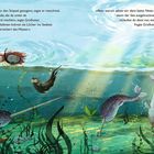 Texte: »Die Nixen haben wieder den Stöpsel gezogen,« sagte er manchmal. Unterwasser-Szene mit Narwalen und Pflanzen.