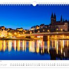 Februar-Kalender mit Albrechtsburg Meißen. Abendbeleuchtung reflektiert im Fluss.