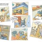 "Jeden Abend versteckt sich der riesige, miese Monsteralbtraum bei einem Kind." Szenen zeigen Kinder, Monster und Schlafzimmer.