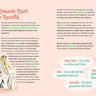 "Das Römische Reich als Republik", "Damals galten diese Rechte jedoch nur für Männer", "Das Mittelmeer nannten sie Mare Nostrum". Illustration: Personen in römischer Kleidung.