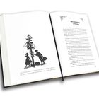 Text: "ZWEI FÜR DAS MÄDCHEN MIT DER ZAHNLÜCKE."
Illustration: Zwei Figuren an einem dekorierten Pfosten.