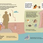 Texte: "Hier gleich um die Ecke...", "Die Statue ist...", "Hier stand früher...", "Stimmt! Heute...", "Spezialauftrag!..."

Illustration: Ein Detektivhund neben einer Statue von Karl Marx.
