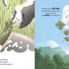 „Sodann zum Krokodil, dessen Fels ihnen gefiel, doch das Reptil war ziemlich gemein!“ Krokodil mit Fischen im Gras.