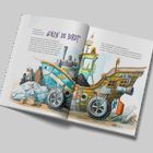 Der Text „GÄIN DE BORD!“ ist prominent. Das Bild zeigt ein fantasievolles Schiff mit Rädern und und vielen Details.