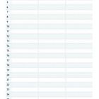 Liste: "Die Kinder unserer Gruppe" mit Spalten für Name, Vorname, Geburtstag und Reihen von 1 bis 30.