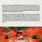 Text oben beschreibt die weltweite Praxis von Origami und seine Anwendungen. Unten ein farbenfrohes Bild mit einer roten Brücke in herbstlicher Umgebung, das einen traditionellen japanischen Garten zeigt.