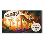 „GUTEN MOOORGEN“ und „GEFÜHLS-DSCHUNGEL!!!“ ist in Sprechblasen geschrieben. Ein fröhlicher Dschungel mit Tieren.