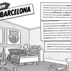 "Start beim FC Barcelona", mehrere Textfelder beschreiben das Training und Internatsleben. Abbildung eines Jugendzimmers.