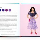 "Violett: Sekundärfarbe aus Blau und Rot. Symbolisiert Königstum, Seltenheit und Kreativität." Illustration: Frau in lila Kleidung.