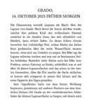 Kapitel 1: Grado, 14. Oktober 2025 früher Morgen. Beschreibung der Morgendämmerung und einer Bootsreise in der Lagune von Grado.