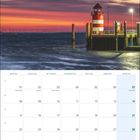 Februar 2027, Kalender mit Leuchtturm an der Küste, im Sonnenuntergang. Feiertage: Rosenmontag, Fastnacht.