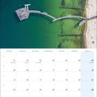 Kalenderblatt für Februar 2027 mit Usedom-Motiv, zeigt Strand und Seebrücke aus der Vogelperspektive.