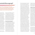 „Wie entsteht Bewegung?“ gefolgt von Zitaten über Bewegung im Alltag. Text über das menschliche Bewegungssystem und seine Entwicklung.