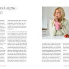 **Texte:** Meine Ernährung im Alltag (Artikelüberschrift), Seite 34 und 35.

**Szene:** Frau trinkt Smoothie, Erdbeeren und Blumen dekorativ arrangiert.