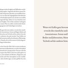 Seite mit Text über die bewusste Wahrnehmung von Kaffee und dessen räumliche sowie zeitliche Assoziationen.