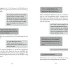 Seitenzahlen: 12, 13.

Dialoge in grauen Kästchen, aufgeteilt auf verschiedene Personen:

- Erste Person: „Das fragst du ernsthaft?...“
- Zweite Person: „Oh, der ist noch hier...“
- Dritte Person: „Kann ich gut verstehen...“

Weitere Dialoge folgen, darunter schlichte Antworten und humorvolle Bemerkungen.

Laufender Text beschreibt Szenarien und innere Monologe.