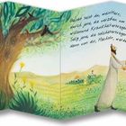 Texte: "Gelobt seist du, mein Herr, durch Bruder Feuer...", "Gelobt seist du, mein Herr, durch Schwester, Mutter Erde...". 

Illustration mit bunten Natur- und Menschenszenen.