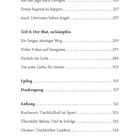 Inhaltsverzeichnis mit Kapiteln zu Tischfußball und Mut, Epilog und Anhang. Seitenzahlen reichen von 183 bis 328.