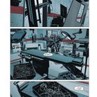 "Scheißkerl... ... wir sind zu spät." Illustrationsstil, ein chaotischer Raum mit medizinischen Geräten und umgekippten Tischen.