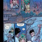 Dialog zwischen einem Mann und einer Schildkröte auf einem verschneiten Dach in einer Stadt. Comicstil.