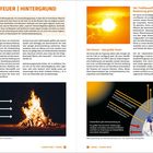 ELEMENT FEUER | HINTERGRUND

Rechts oben ein Foto der Sonne. Unten links ein Lagerfeuer. Unten rechts eine Grafik zur Sonnenstrahlung.