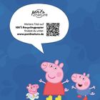 "pen2nature" Sprechblase mit QR-Code, bewirbt 100% Recyclingpapier; bunte Illustration von drei pinken Figuren.