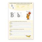 Übungsblatt mit Buchstabe B, groß/klein. Anleitungen, Tierillustrationen, "B wie Ball". Linien zum Schreibenlernen.