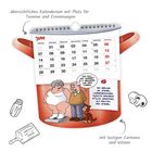 Übersichtliches Kalendarium, Junitage, Cartoon mit zwei Personen und Katze. Witz über Spiegel und Abnehmen.