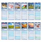 Kalendermonate mit Naturfotos: Januar bis Dezember, Wetterzeichen, Feiertage, Platz für Notizen.