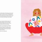 Svadisthana, Kreuzbein, orange. Tiefe Hocke-Anleitung: Grätsche, Bauch spannen, in Hocke gehen, halten. Illustr. Frau mit Blumenkleidung.