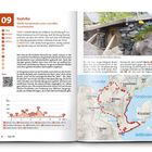"09 Kvalvika: Weiße Sandstrände unter schroffen Granitwänden" und Diagramm mit Höhenprofil und Wanderroutenkarte.