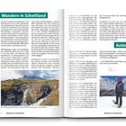 "Wandern in Schottland", "Autor", Text über Schottland, Berge und Küsten. Links ein Landschaftsbild, rechts ein Mann im Schnee.