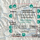 Kartenillustration mit Beschriftungen: Orte wie Mittersill, Prägarten, St. Jakob. Markierungen: Großvenediger, Nationalpark Hohe Tauern.