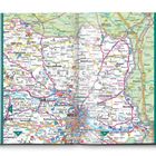 "Inhalt und Tourenübersicht". Tabelle: Tour, Seite, km, h, hm, Symbole. Unten drei Fotos: Landschaft, Kirche, Höhle.