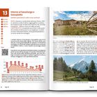 Tour 13: Beschreibung einer Wanderroute um Sassolungo und Sassopiatto mit Fotos von Berglandschaften und einem Höhenprofil.