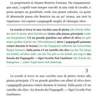 Text über Papageien und eine Schule in einem Steinhaus mit Garten. Beatrice Fontana liebt Papageien. Gabriella Ferretti besucht.
