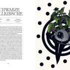 SCHWARZE TOLLKIRSCHE, wissenschaftlicher Name Atropa belladonna. Illustration: Pflanze mit Auge vor Zielscheibe und Punkten.