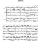 Konzert, Entstanden um 1720, BWV 1053. Noten für Violine, Viola, Continuo, Cembalo in vier Zeilen.
