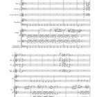 "Konzert, Vollendet am 5. Januar 1791, KV 595" darüber Musiknoten für Orchesterinstrumente wie Flöte und Violine.