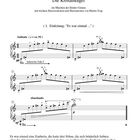 "Die Kristallkugel" mit Klavierstücken, Andante, Taktangaben und ein Märchentext über eine Zauberin und ihre drei Söhne.