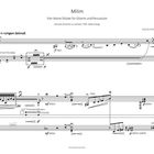 "Milim. Vier kleine Stücke für Gitarre und Percussion. Jehuda Amichai zu seinem 100. Geburtstag. Klaus Hinrich Stahmer."  
Musiknoten für Gitarre und Percussion.