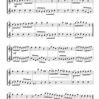 "Duett 1", Allegro, François Devienne (1759-1803). Notenblätter für ein Musikstück mit zwei linienartigen Melodien.