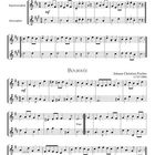Menuett von Anonymus; Bourrée von Johann Christian Fischer. Noten für Sopran- und Altsaxophon.