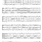 "Fünf Divertimenti für Streichtrio bearbeitet von Bodo Koenigsbeck Nr. 1" und "Wolfgang Amadei Mozart KV.Anh.229/439b".