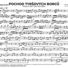 Notenblatt für Flügelhorn in B♭. Titel: "POCHOD TYRŠOVÝCH BORCŮ" - Marsch der Tyrš-Kämpfer. Allegro, Trio-Abschnitt.