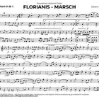 Notenblatt für "FLORIANIS - MARSCH" für Flügelhorn in B, von Johann Finatzer, gewidmet Roland Faller.