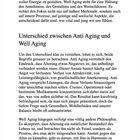 Text beschreibt das Konzept des Well Aging im Vergleich zu Anti Aging. Schwerpunkt liegt auf Gesundheit und innerer Harmonie.