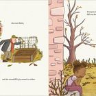 Texte im Bild: "But when fall rolled around, gardens lay lifeless" und "Everyone in Garden Glen agreed—fall was the dullest season of all." Illustration: Menschen im Herbst mit welken Pflanzen.